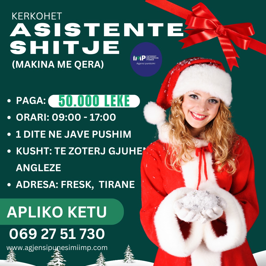 Tirane, Kerkohet Te Punesohet Asistente Shitje, Per Makina Me Qera, Paga 50.000 Leke + Bonuse