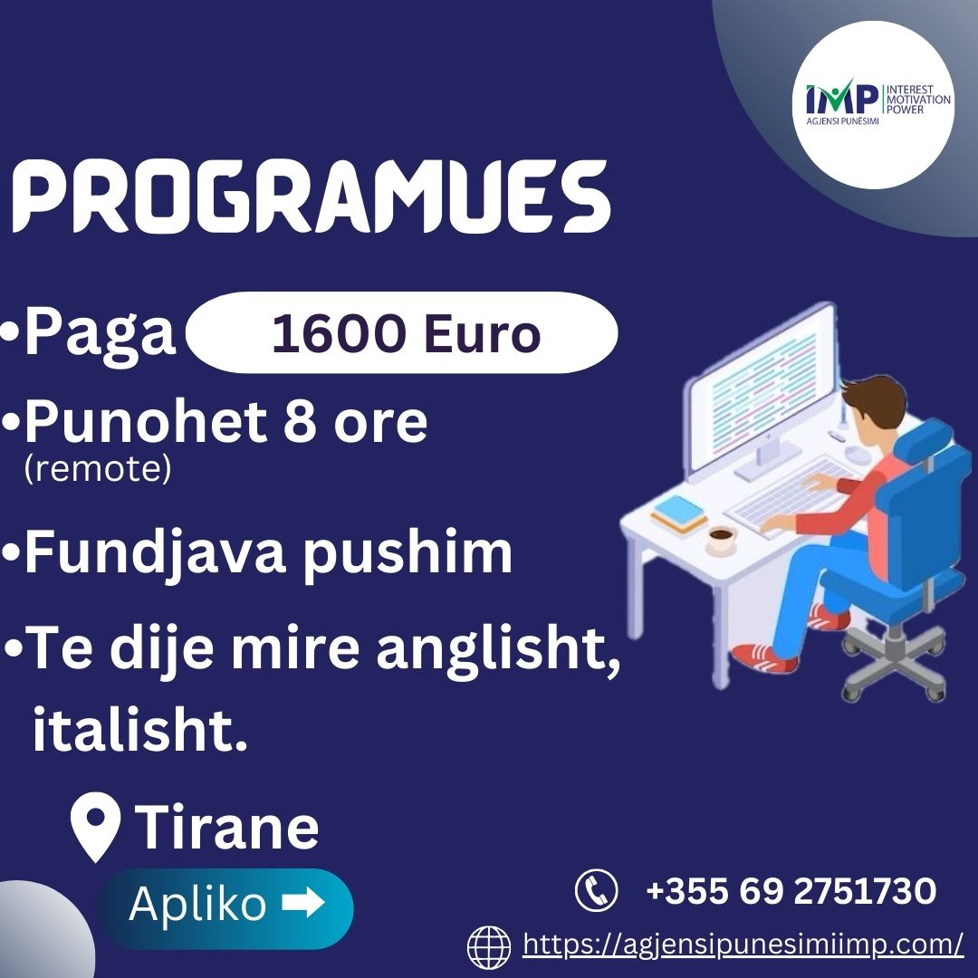 Programues, Paga 1600 Euro Neto (e Negociuesheme)📍Tirane