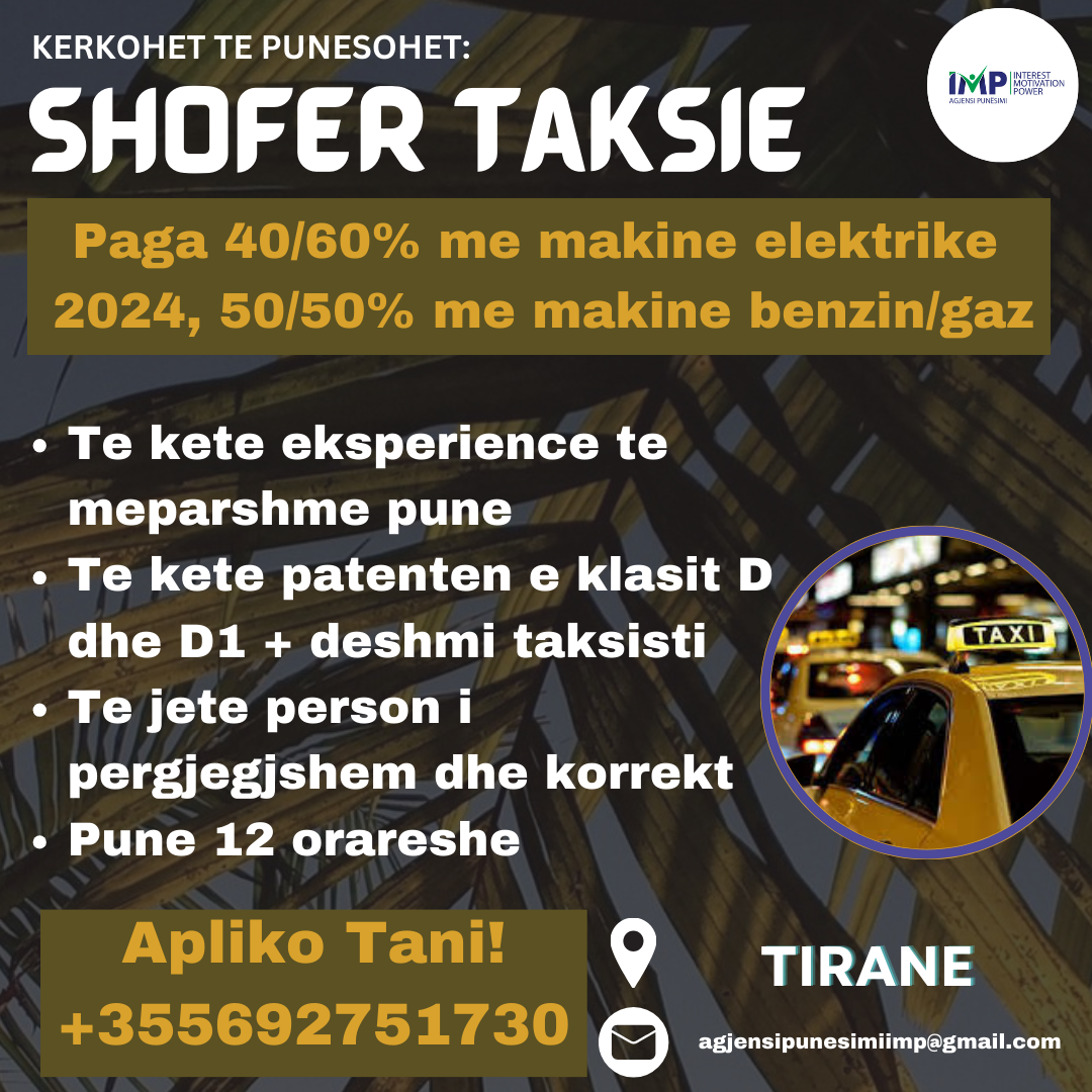 KERKOHET TE PUNESOHET SHOFER TAKSIE, PAGA ME %, TIRANE