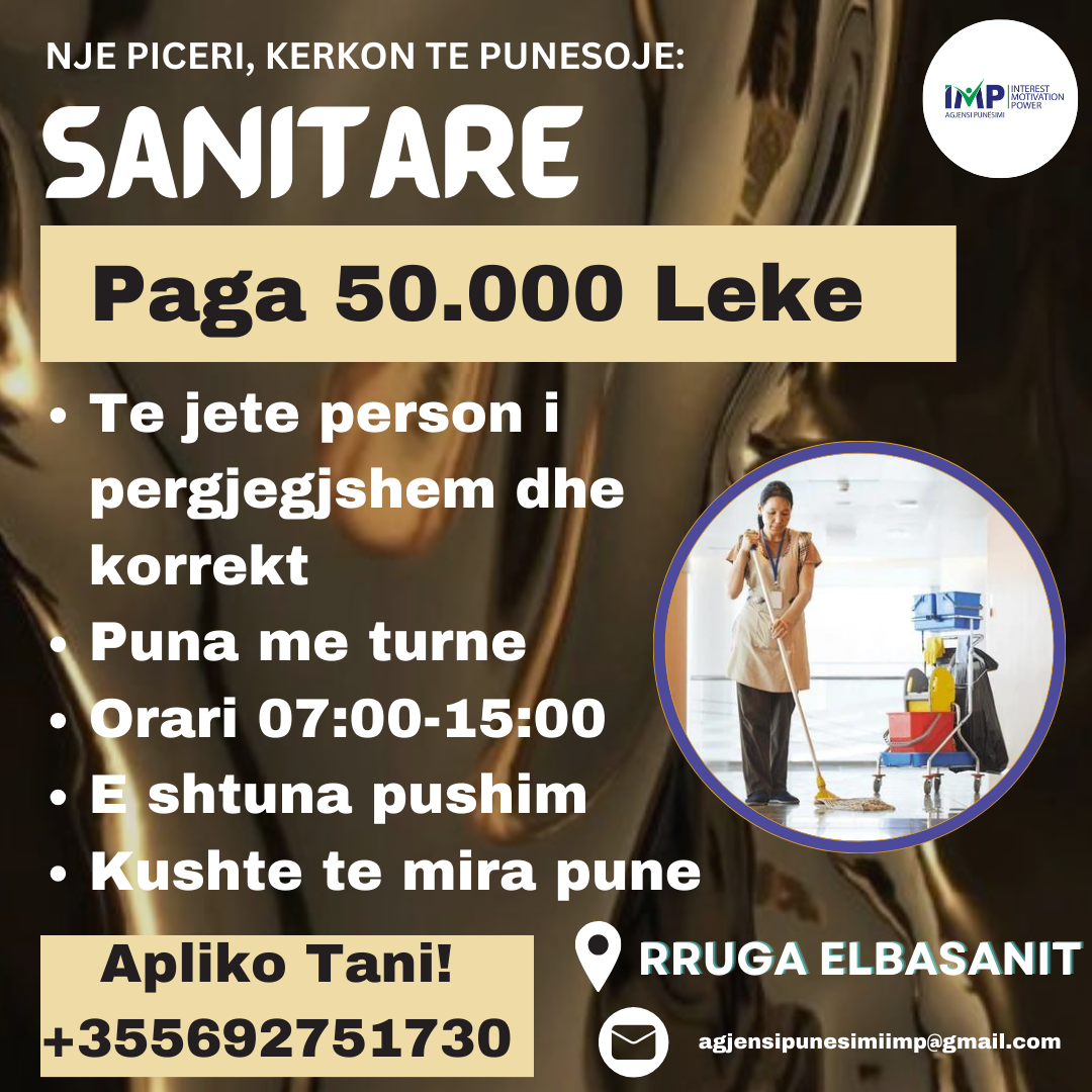 KERKOHET TE PUNESOHET SANITARE NE NJE PICERI, PAGA 50.000 LEKE, RRUGA ELBASANIT