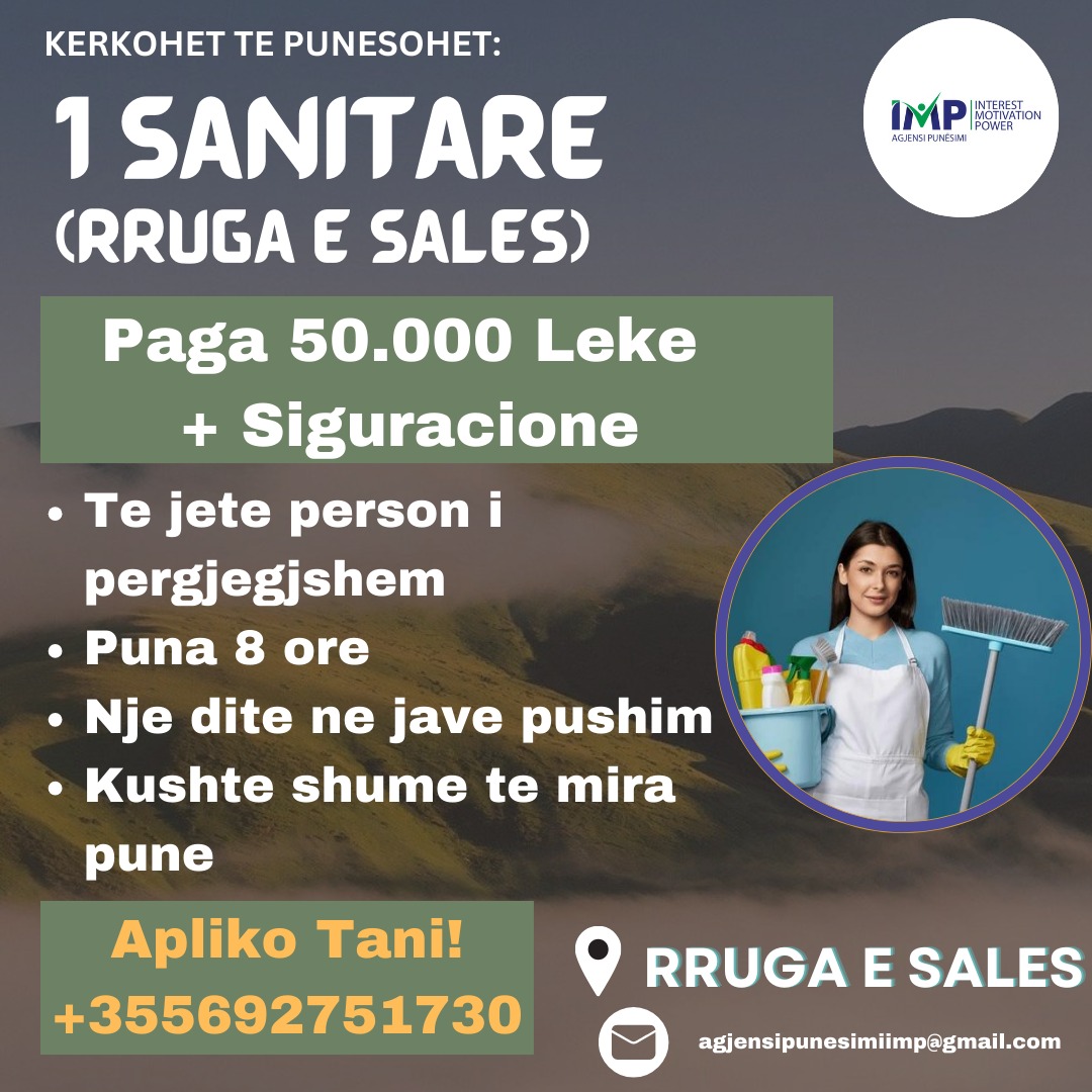 KERKOHET TE PUNESOHET 1 SANITARE, PAGA 50.000 LEKE + SIGURACIONE, RRUGA E SALES