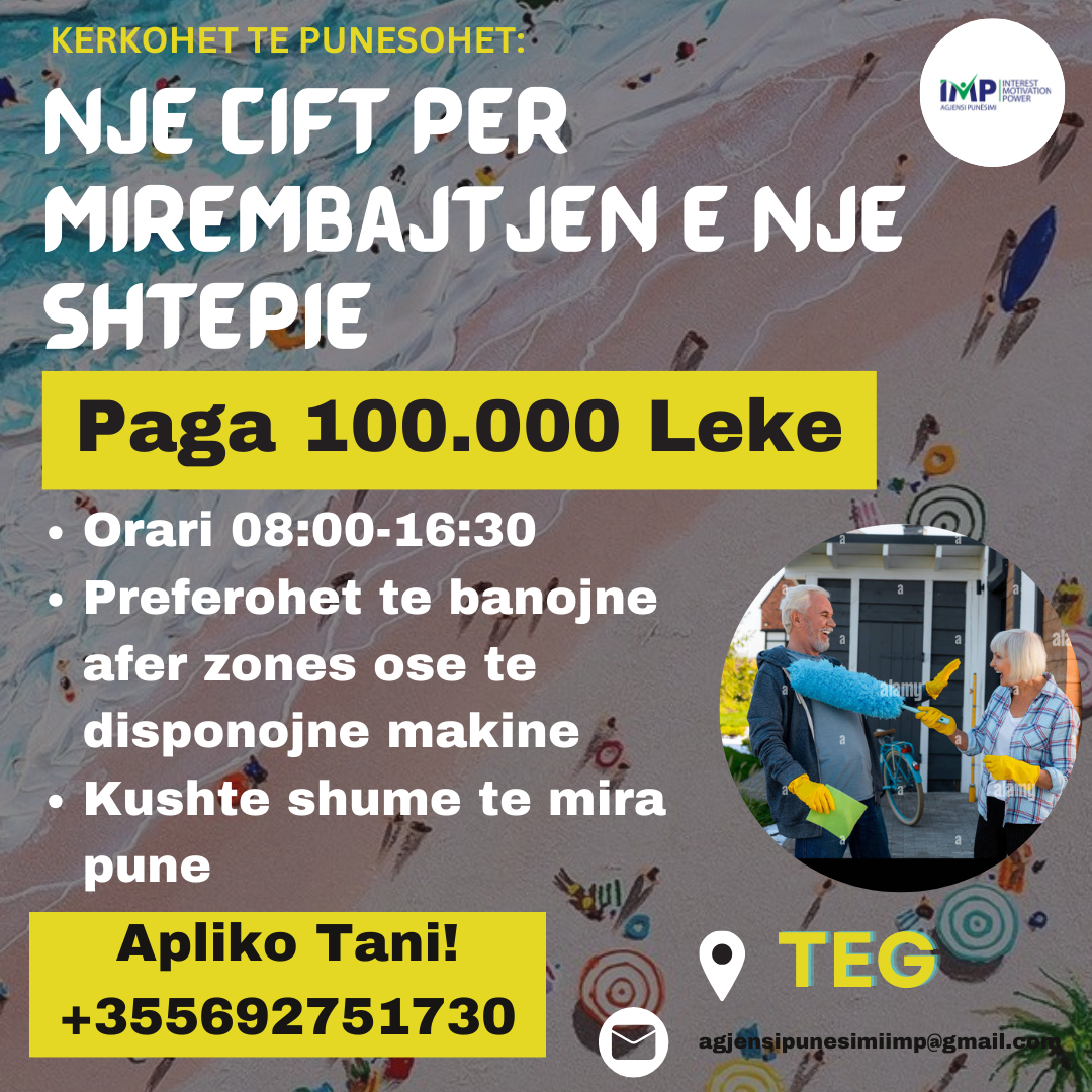 TEG, KERKOHET TE PUNESOHET NJE CIFT PER MIREMBAJTJEN E NJE SHTEPIE, PAGA 100.000 LEKE (PER TE DY)