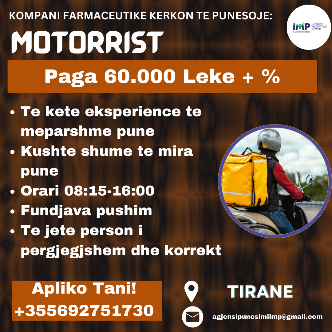 KOMPANI E NJOHUR FARMACEUTIKE KERKON TE PUNESOJE MOTORRIST, PAGA 60.000 LEKE+PERQINDJE, TIRANE