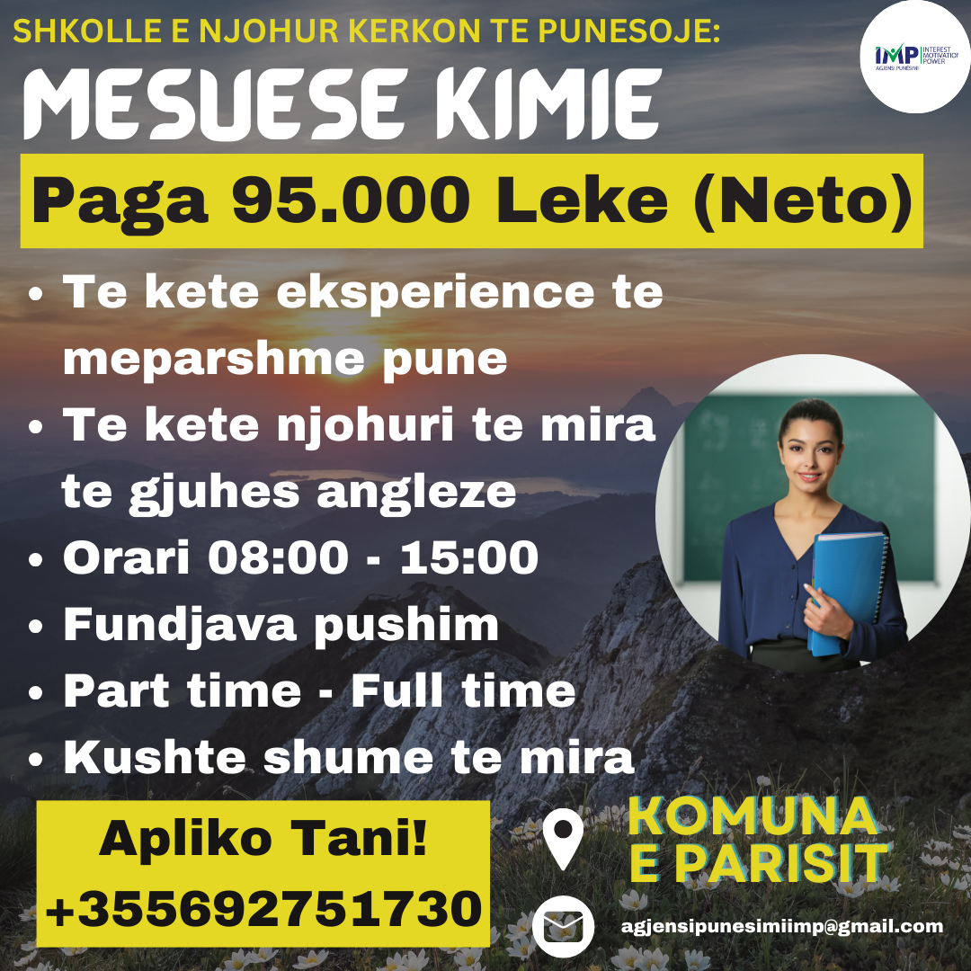 SHKOLLE E NJOHUR KERKON TE PUNESOJE MESUESE KIMIE