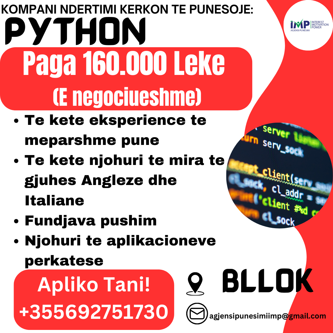 KOMPANI E NJOHUR KERKON TE PUNESOJE PYTHON