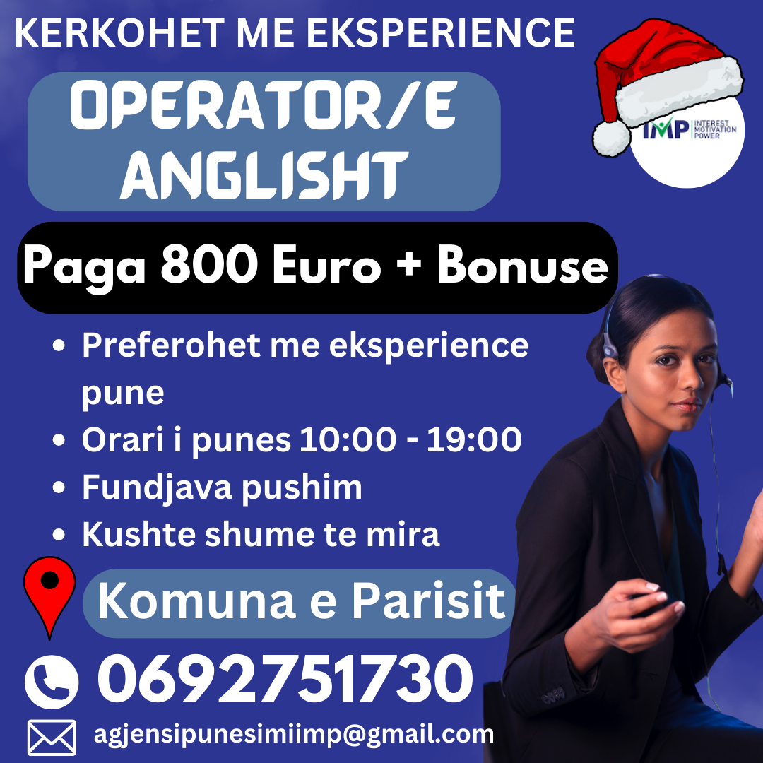 KERKOHET OPERATOR/E ANGLISHT ME EKSPERIENCE