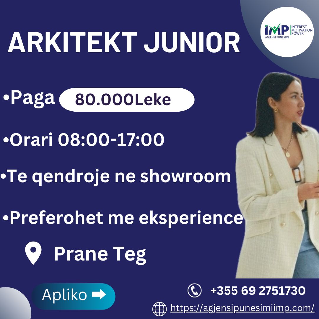 Arkitekt\e Junior,Paga: 60 000-90 000 Leke